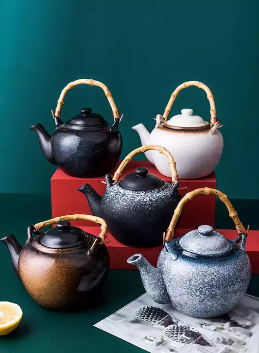 Ceramic Tea Pot with 4 Cups and Tray